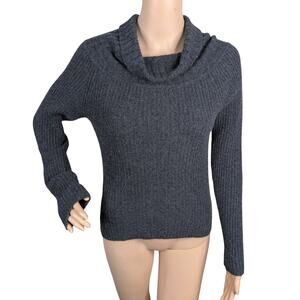 VTG Blumarine Cashmere Sweater SZ 8 Gray Cowl Neck Y2K Made in Italy Minimalist